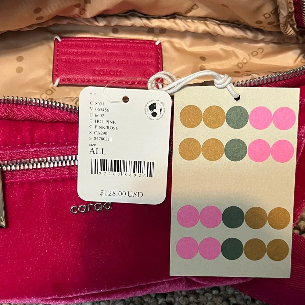 NWT Free People Movement X Caraa Hot Pink Velvet Sling Bag